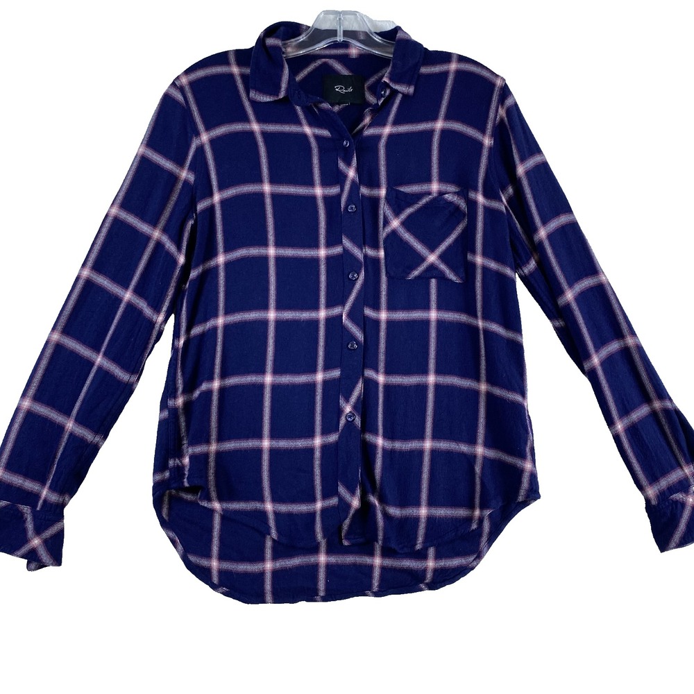 Rails Flannel Shirt Women Sz XS Purple Plaid Long Sleeve Winter Soft Cozy